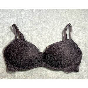 Victoria's Secret Bra Womens 32 D Gray Dream Angels Lace Padded Wired Lingerie